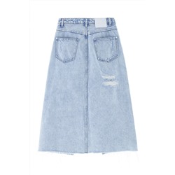 Falda midi vaquera Azul
