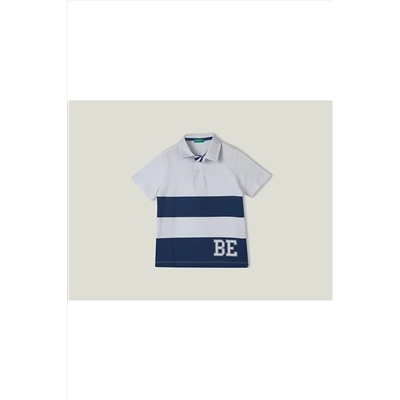 United Colors of BenettonErkek Çocuk Beyaz Şerit Detaylı Polo T-Shirt Beyaz Mix
