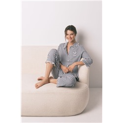 Pijama camisero largo 100% algodón vichy