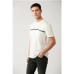 Avva Erkek Beyaz Bisiklet Yaka Baskılı Standart Fit Normal Kesim T-Shirt B001030