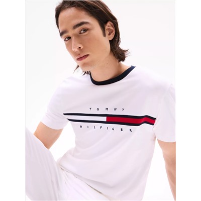 Embroidered Flag Stripe Logo T-Shirt