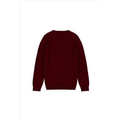 Erkek Çocuk Bordo Basic Kazak