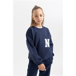 Defacto Kız Çocuk Bisiklet Yaka İçi Yumuşak Tüylü Kalın Sweatshirt B2507A823WN
