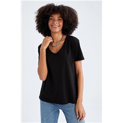 Defacto Regular Fit V Yaka Kısa Kollu %100 Pamuk Tişört M9545AZ22SP