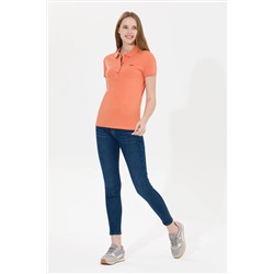 Kadın Kiremit Basic Polo Yaka Tişört
