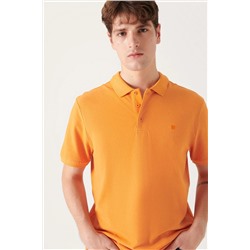 Turuncu %100 Pamuk Serin Tutan Polo Yaka T-Shirt