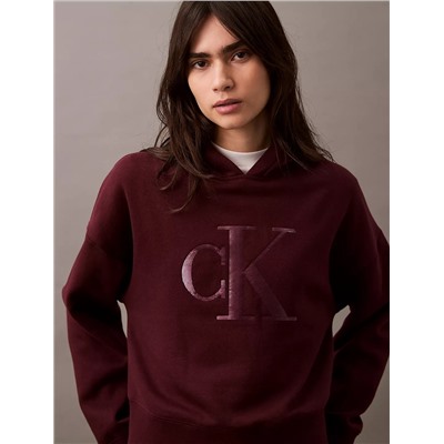 Sequin Monogram Logo Cropped Hoodie