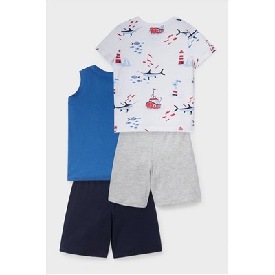 Set - Kurzarmshirt, Top und 2 Sweatshorts - Bio-Baumwolle