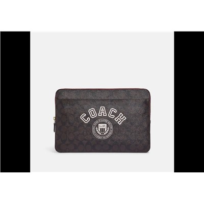 Laptop Sleeve In Signature Canvas With Coach Varsity