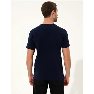 Lacivert Slim Fit Bisiklet Yaka Basic Tişört