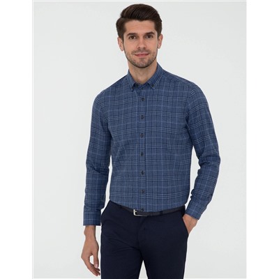 Lacivert Regular Fit Uzun Kollu Gömlek