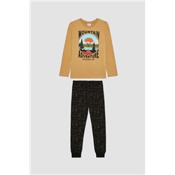 Defacto Erkek Çocuk Baskılı Uzun Kollu Penye Pijama Takımı B2368A823WN