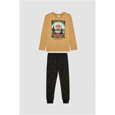 Defacto Erkek Çocuk Baskılı Uzun Kollu Penye Pijama Takımı B2368A823WN