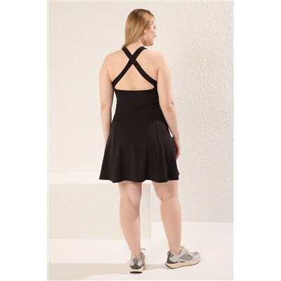 Siyah Scuba/Dalgıç 2 Katmanlı İçi Şortlu Tenis Örme Spor Elbise TBBSS25AH00017