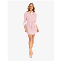 STRIPED MULTI-COLORED LOGO OXFORD DRESS