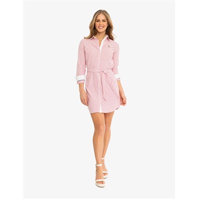 STRIPED MULTI-COLORED LOGO OXFORD DRESS
