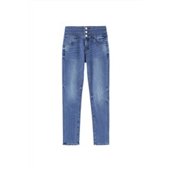 Vaquero skinny fit de tiro alto Azul