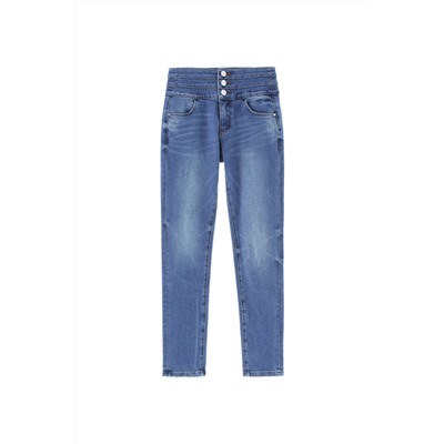 Vaquero skinny fit de tiro alto Azul