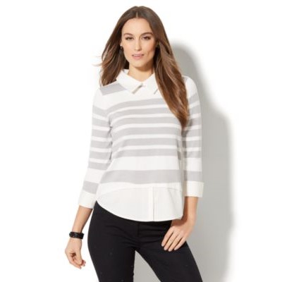 TWOFER SWEATER - SEQUIN STRIPE