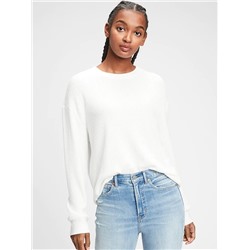Brushed Waffle-Knit Crewneck T-Shirt