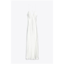 SATIN MIDI DRESS WITH STRAPS ON THE BACK