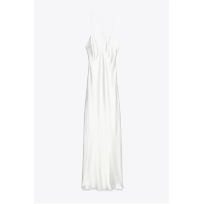 SATIN MIDI DRESS WITH STRAPS ON THE BACK