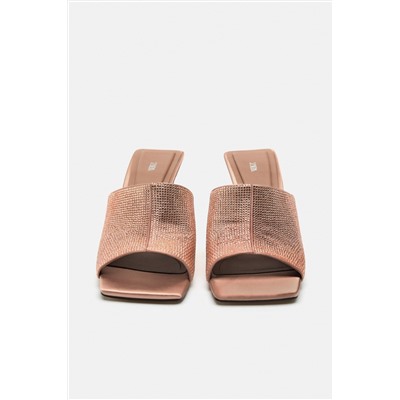 HEELED MULES WITH RHINESTONES