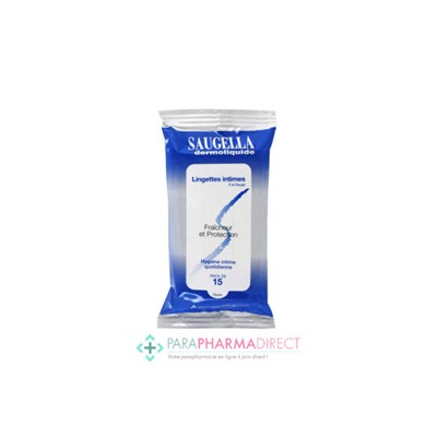 Saugella Dermoliquide Lingettes Intimes Fraîcheur et Protection x15