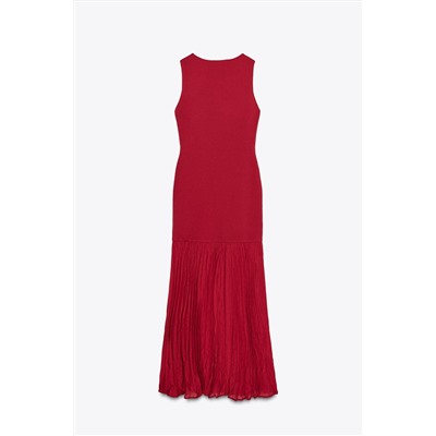 LONG COMBINED KNIT DRESS