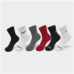 KIDS' JORDAN LEGEND CREW SOCKS (6-PACK)