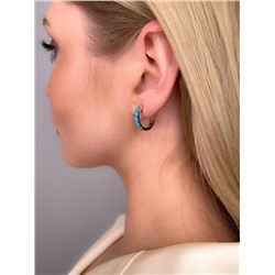 Серьги из золочёного серебра с нат.бирюзой 925 пробы С-3764зк438