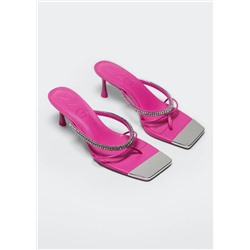 Sandalia tacón tira strass -  Mujer | MANGO OUTLET Melilla