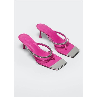 Sandalia tacón tira strass -  Mujer | MANGO OUTLET Melilla