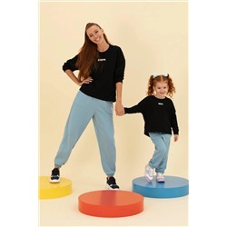 Kadın Siyah Bisiklet Yaka Basic Sweatshirt