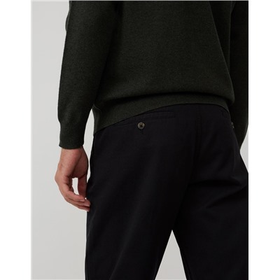 Pantalón de Sarga Regular Fit, Hombre, Negro
