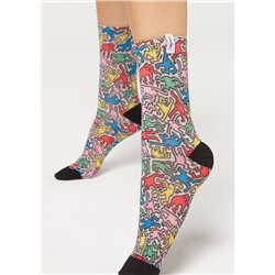 Kurze Sportsocken mit Digital-Print Keith Haring™