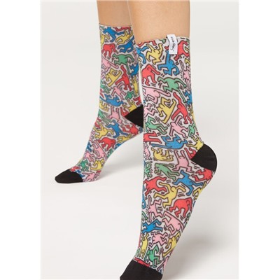 Kurze Sportsocken mit Digital-Print Keith Haring™