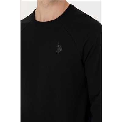 Erkek Siyah Basic Sweatshirt