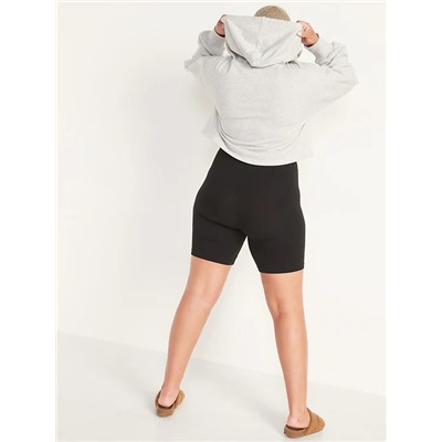 High-Waisted Sunday Sleep Rib-Knit Biker Shorts for Women -- 7-inch inseam