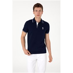 Erkek Slim Fit Polo Yaka Lacivert Basic Tişört