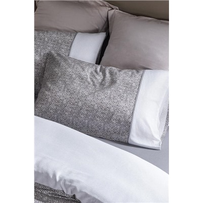 Diane King Size %100 Pamuk Madame Coco Crep Baskılı Nevresim Takımı - Gri