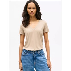 Relaxed Fit Drapey V-Neck T-Shirt