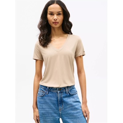 Relaxed Fit Drapey V-Neck T-Shirt