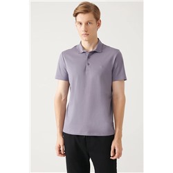 Avva Erkek Lila %100 Pamuk Standart Fit Normal Kesim 3 Düğmeli Kıvrılmaz Polo Yaka T-shirt E001035