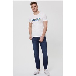 Lee Cooper Erkek Troy O Yaka T-Shirt Off White 212 LCM 242014