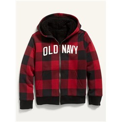 Logo-Graphic Sherpa-Lined Zip Hoodie for Boys