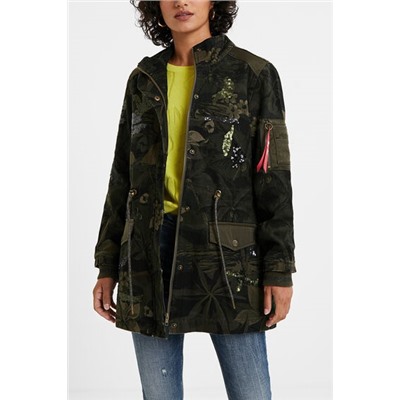Parka militar estampado floral