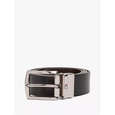 Reversible Flag Logo Loop Leather Belt