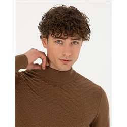 Yeşil Slim Fit Yarım Balıkçı Yaka Triko Kazak