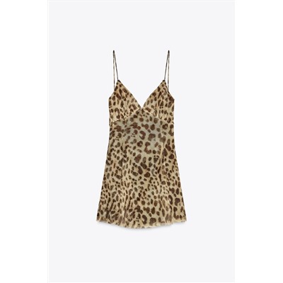 PRINTED TULLE MINI DRESS